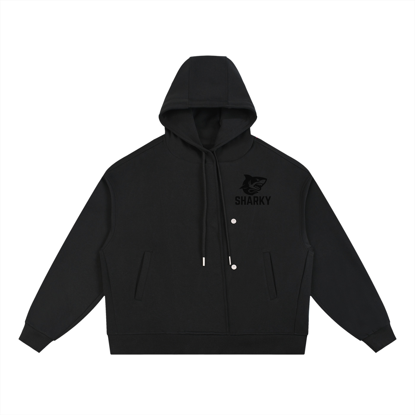 Boxy Button Placket Hoodie