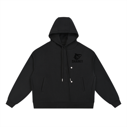 Boxy Button Placket Hoodie