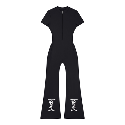 Women’s Tight Flared Leg Quarter-Zip Jumpsuit