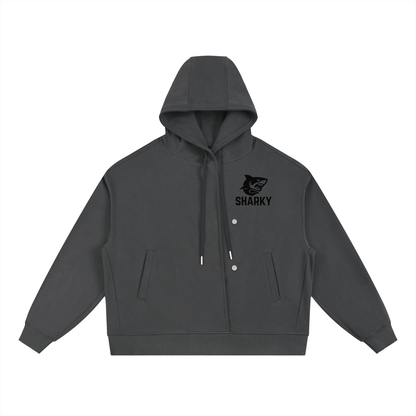 Boxy Button Placket Hoodie