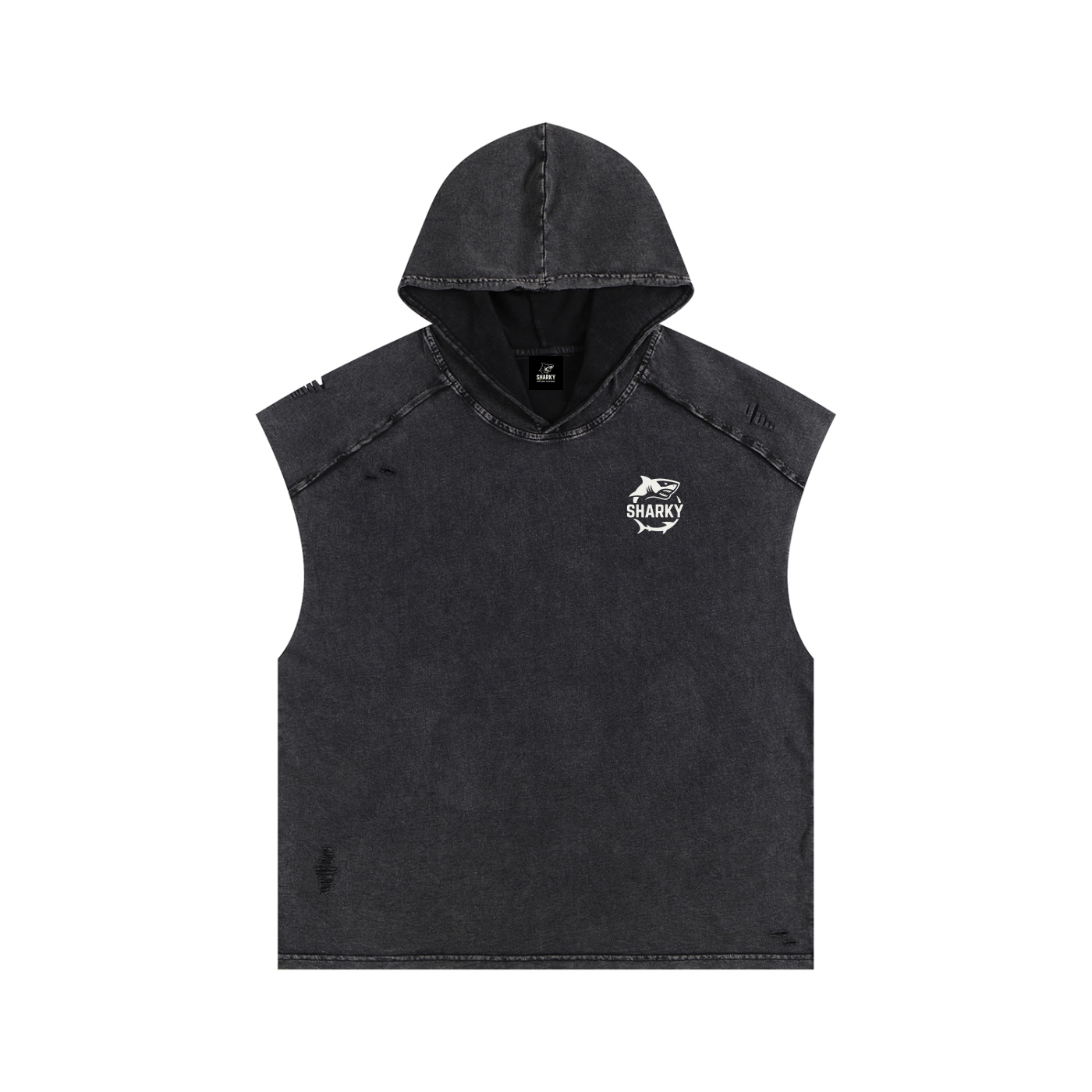 Snow Washed Boxy Hooded Tank Top