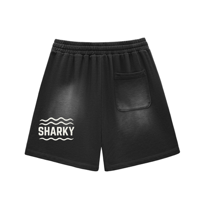 Sun Fade Raw Edge Cotton Shorts