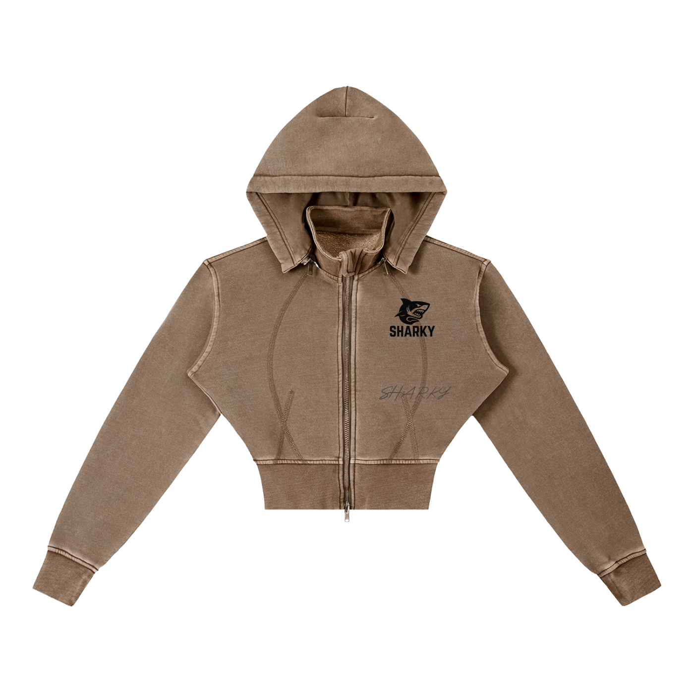 Vintage Washed Cropped Fleece Hoodie