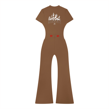 Women’s Tight Flared Leg Quarter-Zip Jumpsuit