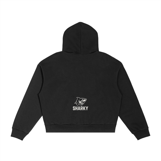 Contrast Plaid Boxy Zip Hoodie