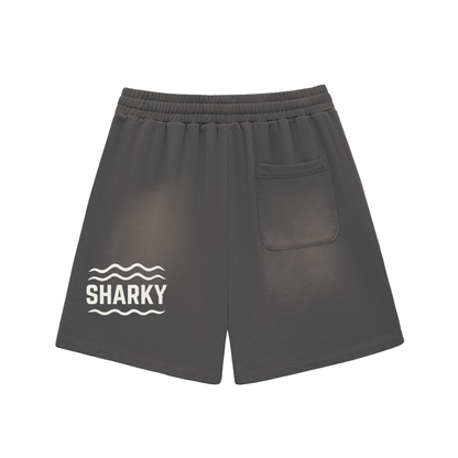 Sun Fade Raw Edge Cotton Shorts