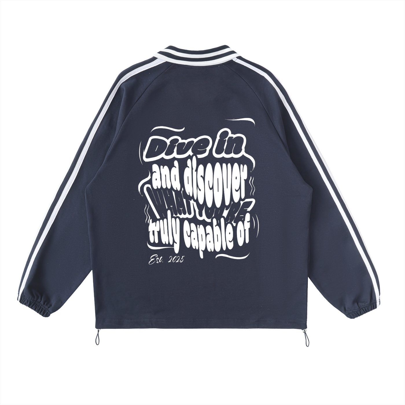 Contrast Striped Lapel Collar Sweatshirt