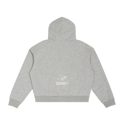 Contrast Plaid Boxy Zip Hoodie