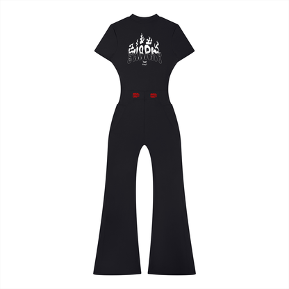 Women’s Tight Flared Leg Quarter-Zip Jumpsuit
