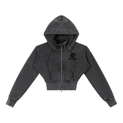 Vintage Washed Cropped Fleece Hoodie
