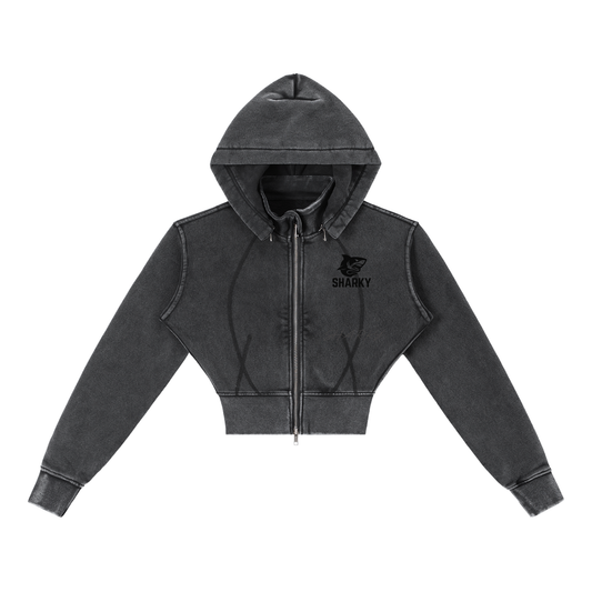 Vintage Washed Cropped Fleece Hoodie