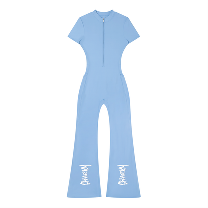 Women’s Tight Flared Leg Quarter-Zip Jumpsuit