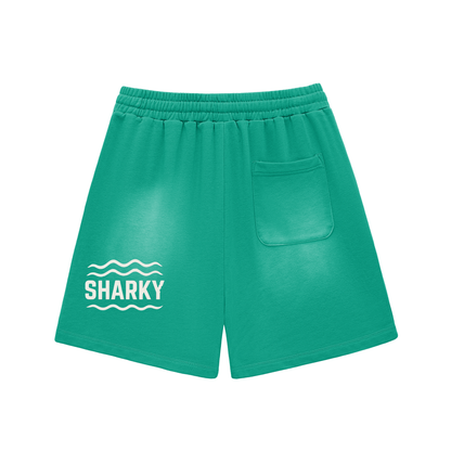 Sun Fade Raw Edge Cotton Shorts