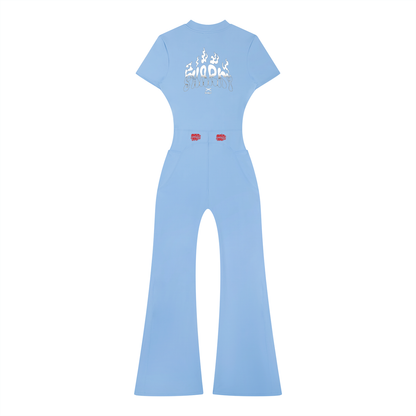 Women’s Tight Flared Leg Quarter-Zip Jumpsuit