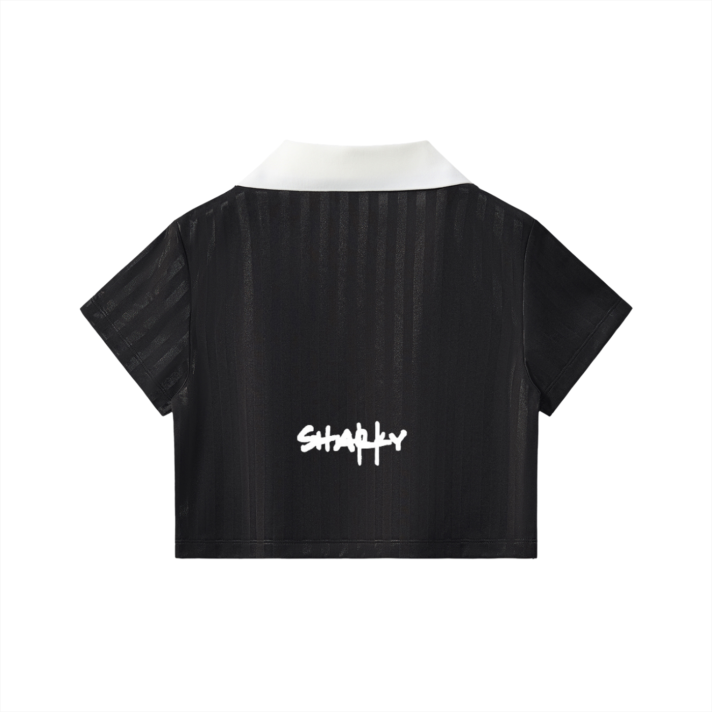Contrast Collar Striped Cropped Jersey