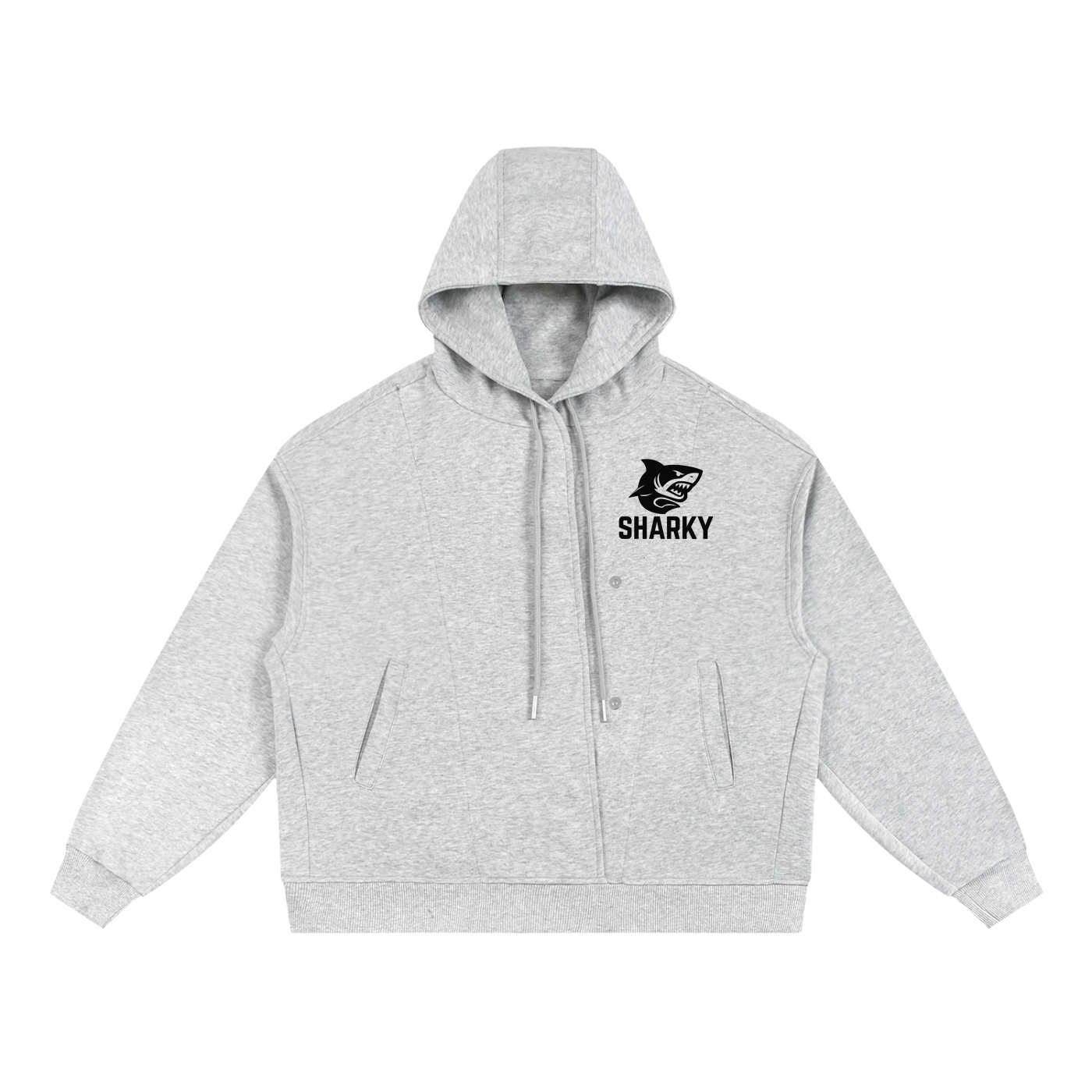 Boxy Button Placket Hoodie