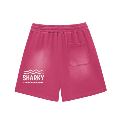Sun Fade Raw Edge Cotton Shorts