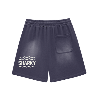 Sun Fade Raw Edge Cotton Shorts